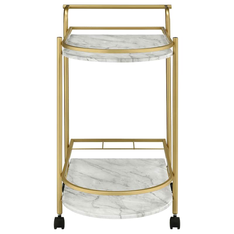 Desiree 2-tier Faux Marble Shelf Metal Bar Cart