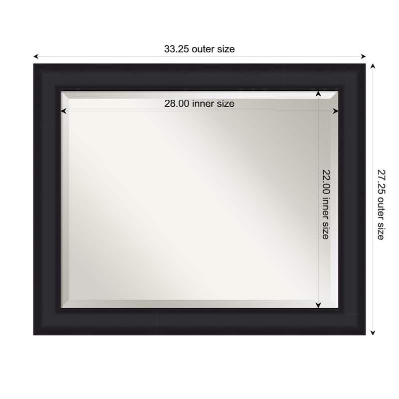 Oliver Beveled Wood Framed Bathroom Vanity Wall Mirror - 33 x 27 in - Oliver Black
