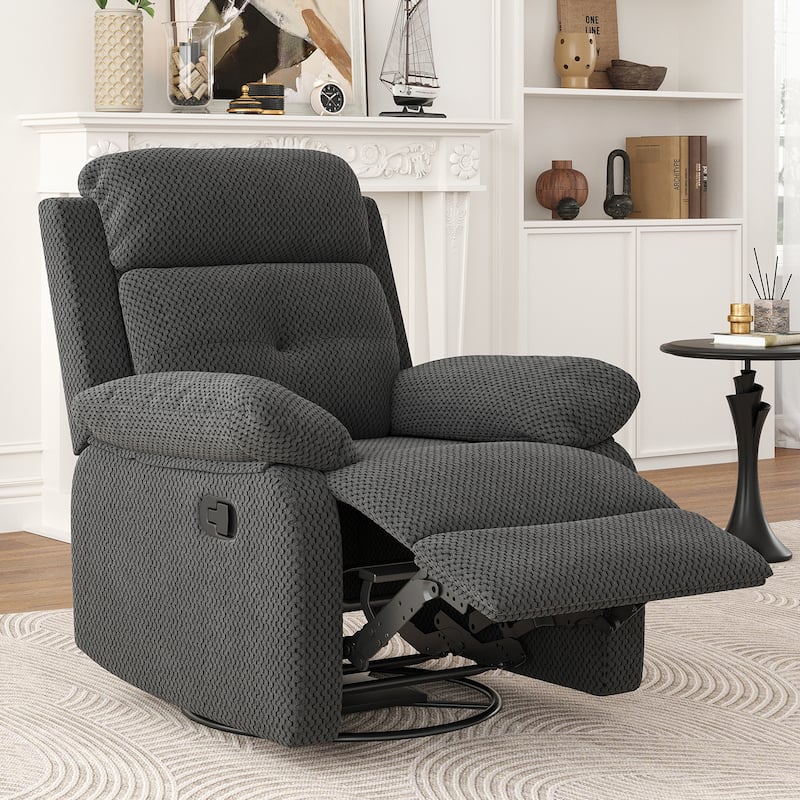 Recliner Chair with 360° Swivel, Soft Cushion Seat Rocker Accent Chair, Lounge Chaise Chair with Footrest
