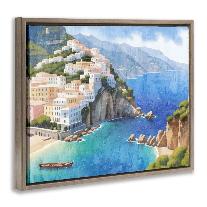 Stupell Vibrant Coastal Seascape Framed Floater Canvas Wall Art Design By Kim Allen