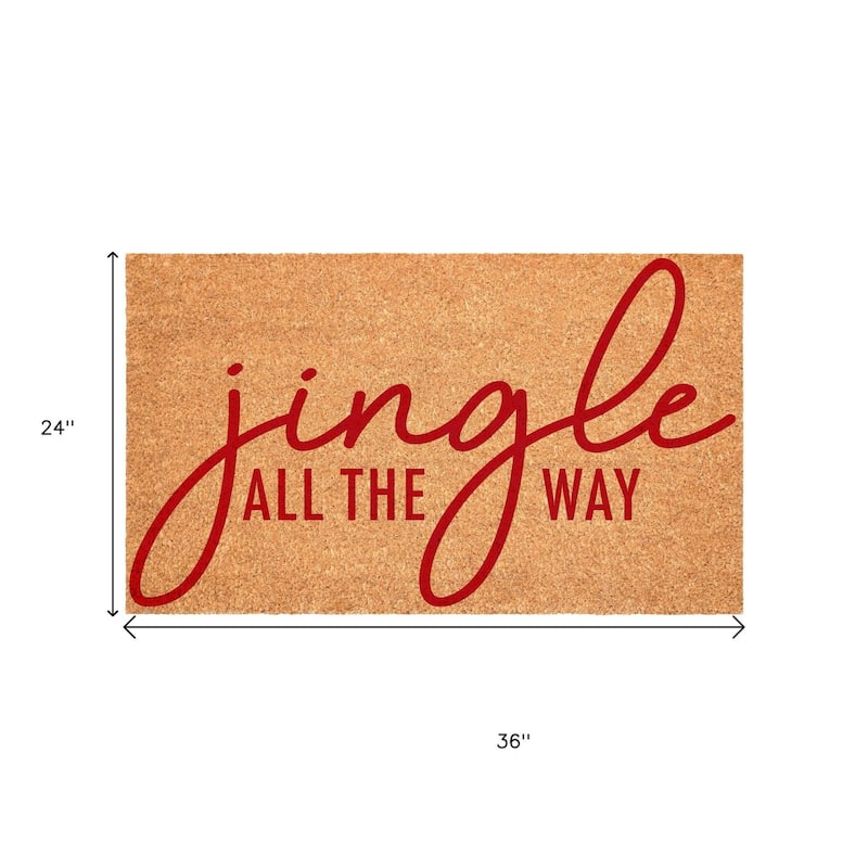 HomeRoots 24" X 36" Brown And Red Christmas Outdoor Coir Door Mat - 24.00' X '36.00