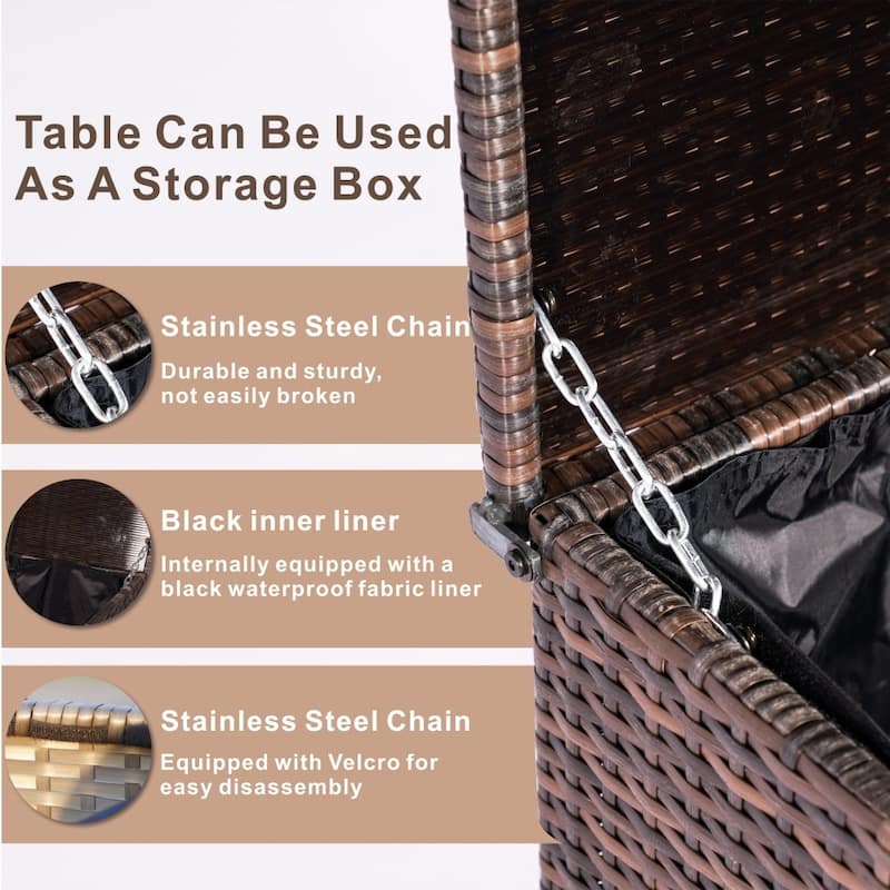 7-piece Outdoor Aluminum Handwoven Rattan Conversation Sofa Set with Adjustable Fire Pit