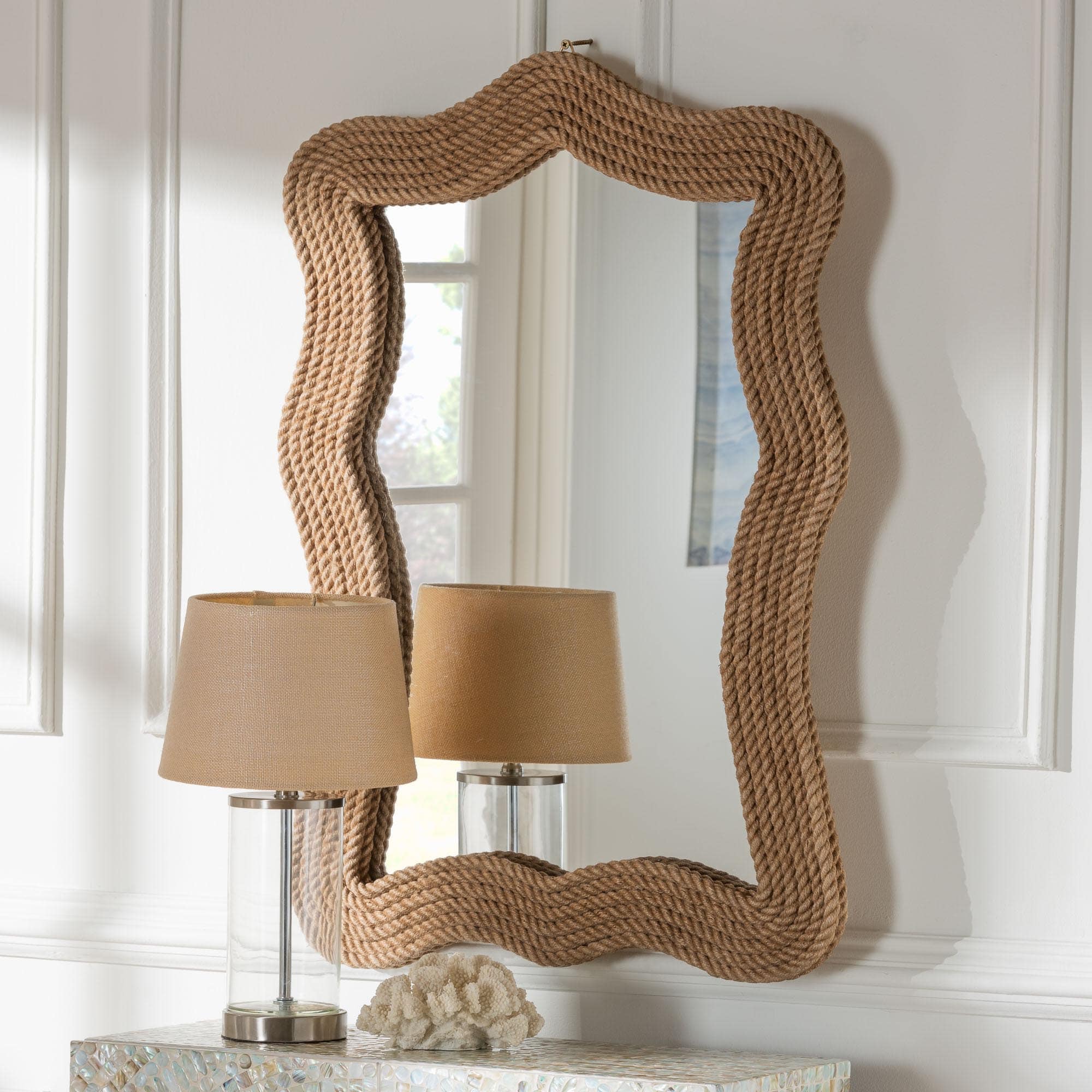Quiana Coastal Woven Rope Accent Wall Mirror