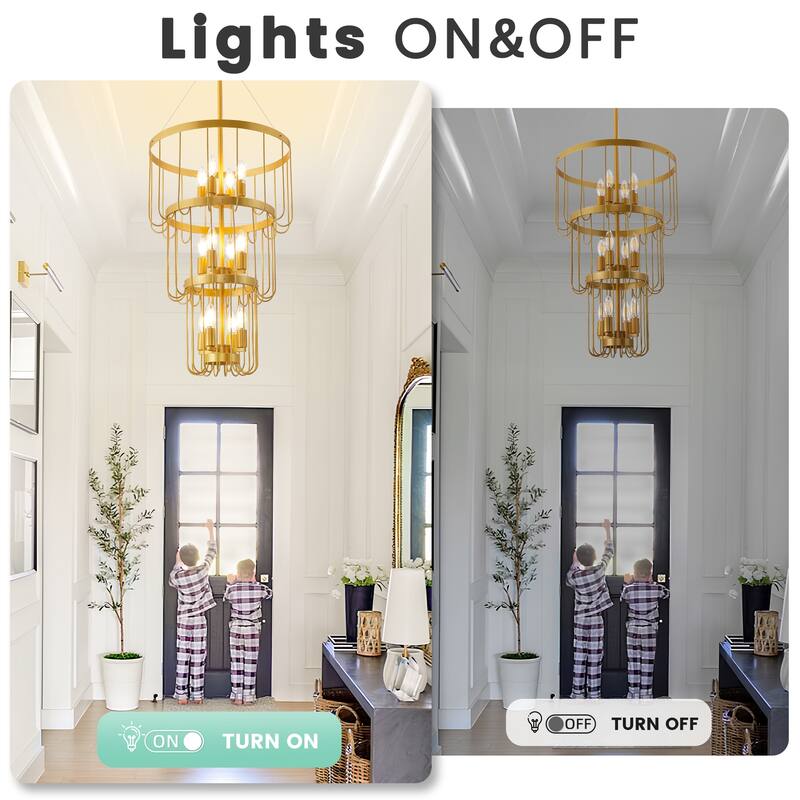 Farmhouse 12 Light Lantern Tiered Chandelier, Modern Foyer Lighting Fixture for Entryway,Large Chandeliers for High Ceilings
