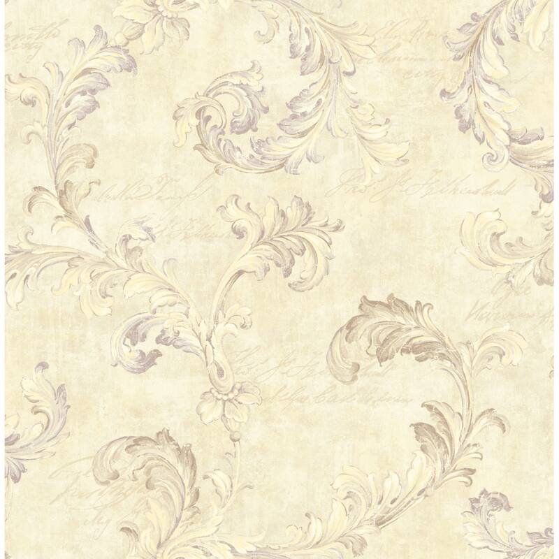 Seabrook Designs Madelina Acanthus Scroll Unpasted Wallpaper - 20.5 in. W x 33 ft. L - Ivory
