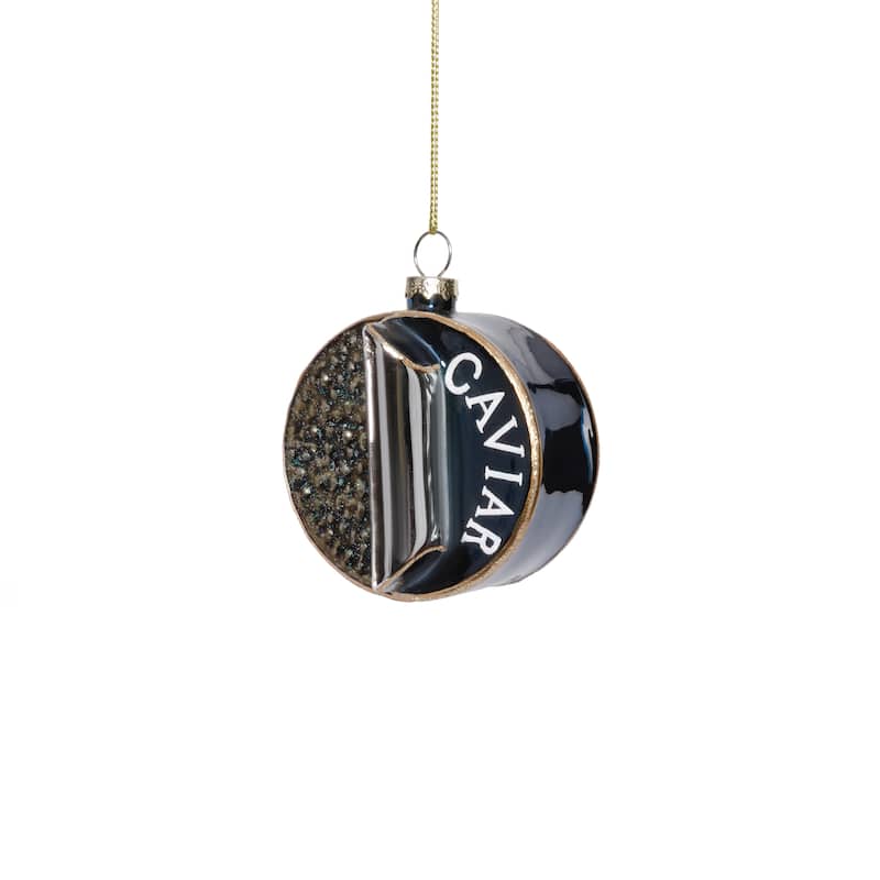 Glass Caviar Box Holiday Hanging Ornaments, Set of 6