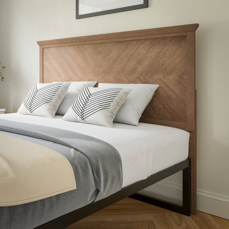 Contemporary Herringbone Patterned Headboard Only - Light Brown - Queen