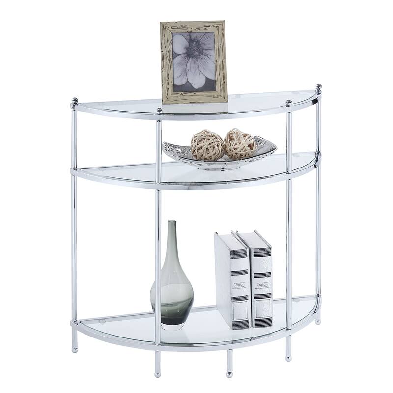 Convenience Concepts Royal Crest 3 Tier Half-Circle Glass Entryway Table