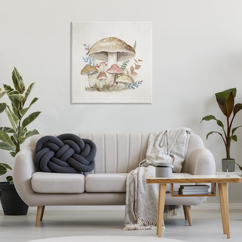 Stupell Neutral Cottage Mushrooms Canvas Wall Art Design By Mollie B.