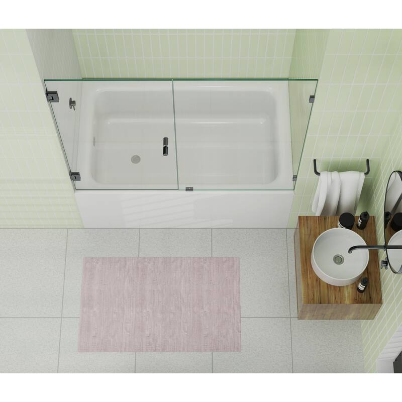 Glass Warehouse 58.25" x 57.75" Frameless Shower Bath Door - Wall Hinge