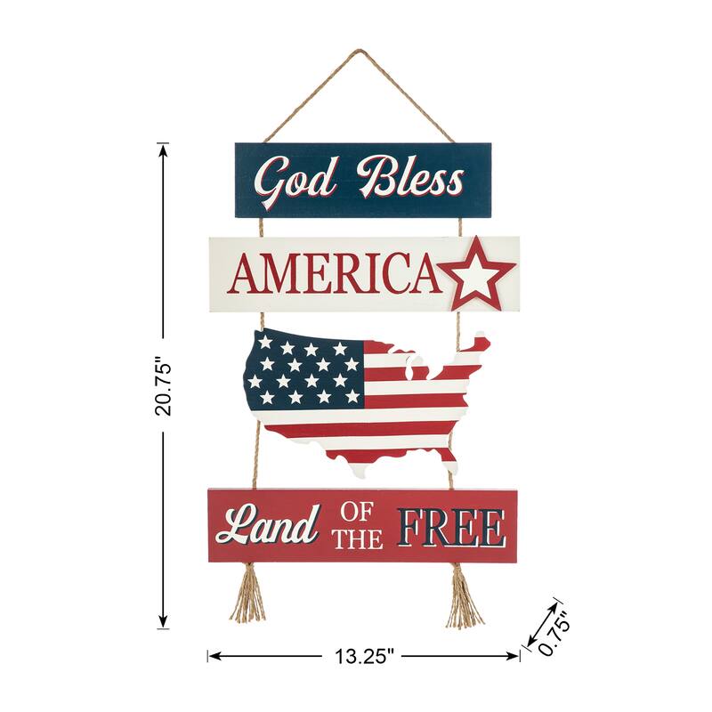 Glitzhome Patriotic/Americana Wooden Flag Sign Door Hangers Decor