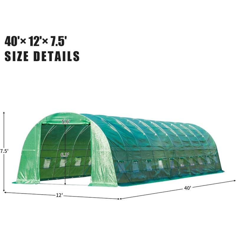 EROMMY Large Walk-in Greenhouse, Portable Greenhouse with 2 Roll-up Zippered Doors&20 Screen Windows, Tunnel Garden Plant