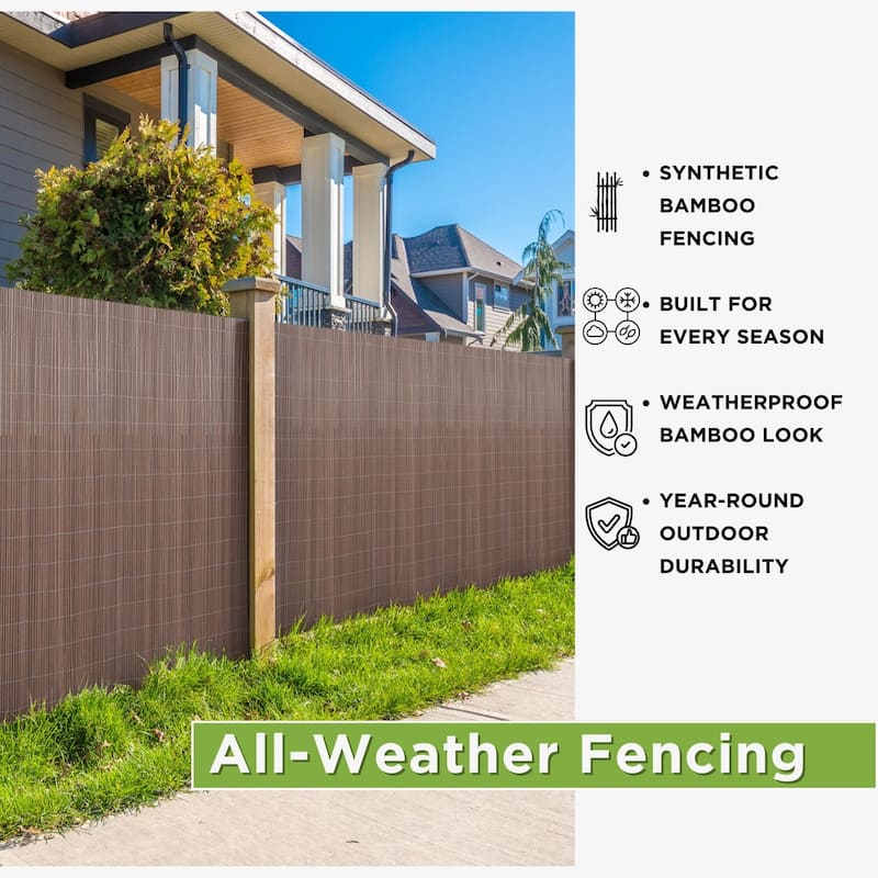 6 ft H x 8 ft W All-Weather Synthetic Bamboo Fence Panel, PVC