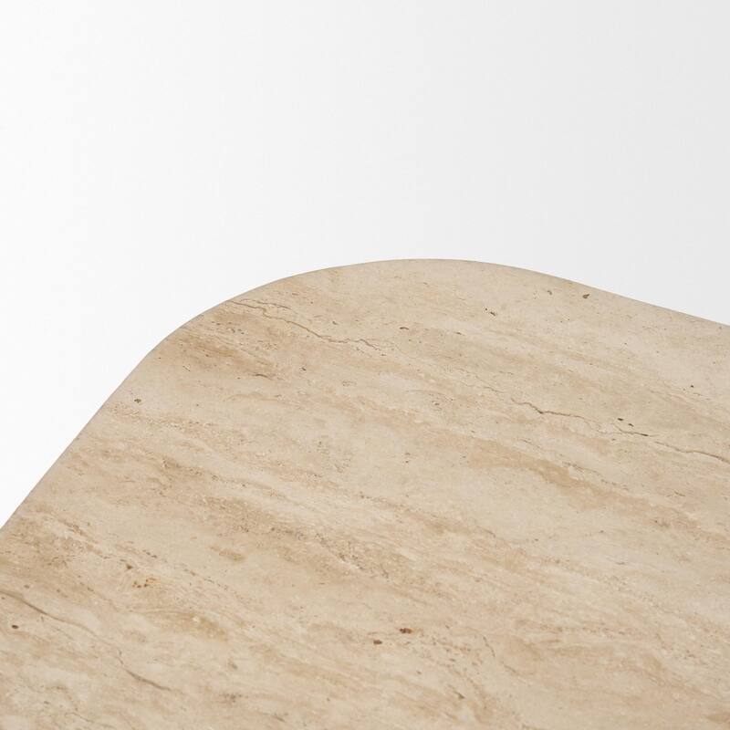 Symona Travertine and Mango Wood Rectangle Coffee Table - 44.0L x 30.0W x 15.0H