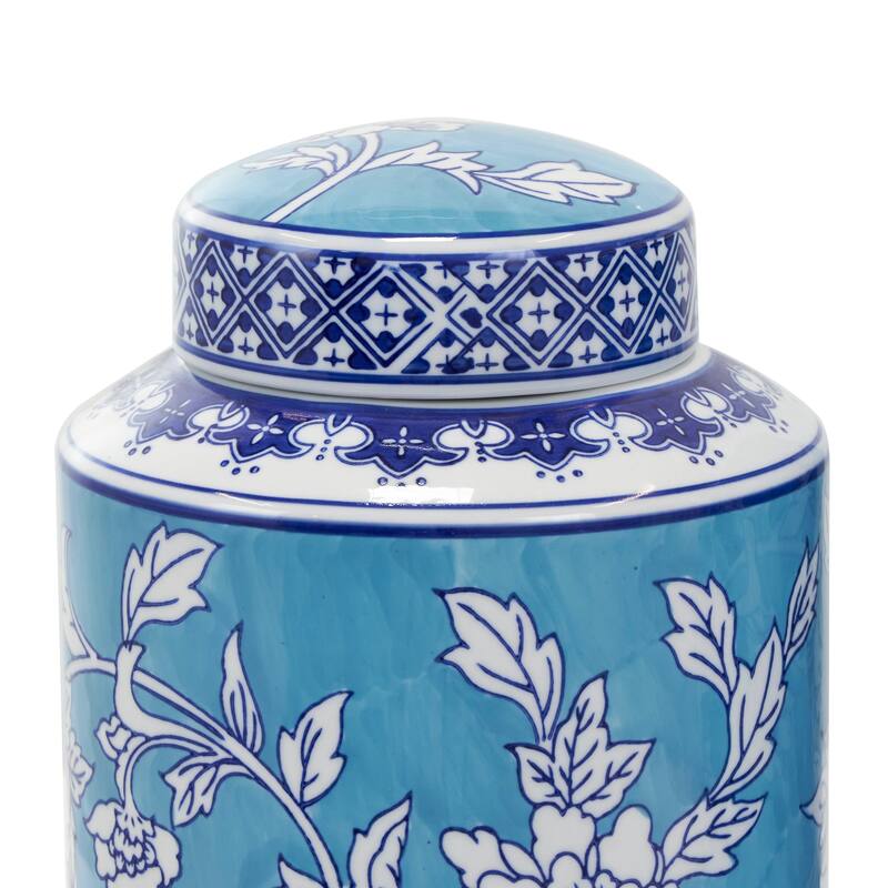 White, Black, Gold, Blue or Silver Ceramic Decorative Jars with Gold or Silver Accents (Set of 2)