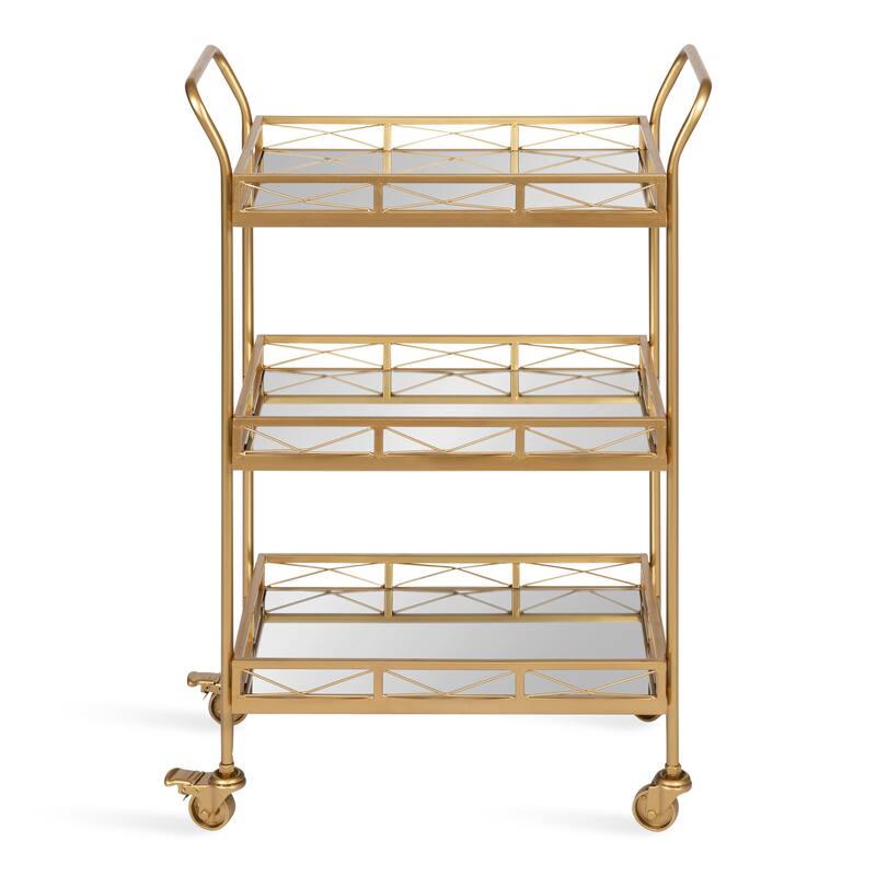 Kate and Laurel Ketia Metal and Glass 3-tiered Tray Bar Cart