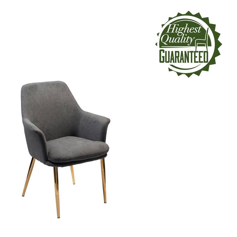 Porthos Home Dak Dining Chair with Armrests, Velvet, Gold Chrome Legs
