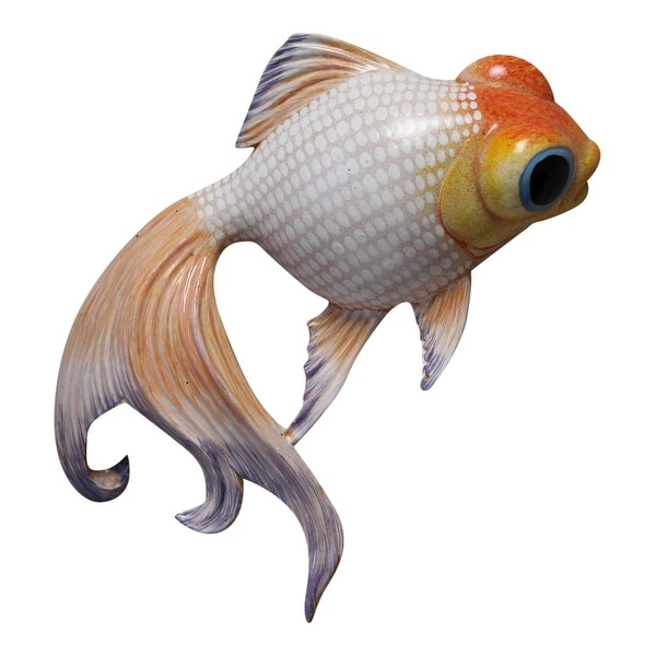 Fancy White and Light Orange Goldfish Childs Room Bath 6 Inch Wall Decor