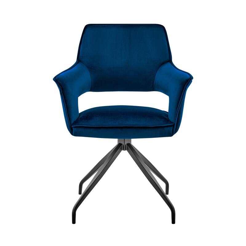 Dining Room Accent Chair in Velvet with Black Finish