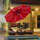 Ainfox 10ft Patio Umbrella with Lights Outdoor Solar Umbrella - Red
