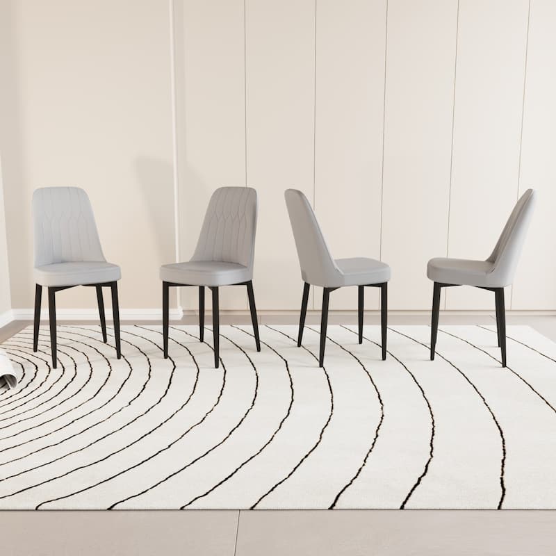 17" PU Leather Upholostered Dining Chair with Metal Legs, Set of 4