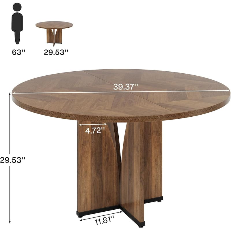 39.4-inch Wood Round Kitchen/Dining Table for 4 People Dining/Living Room