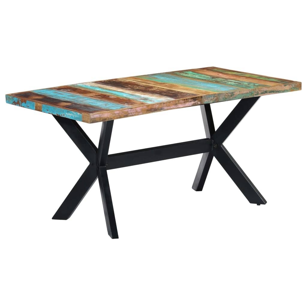 vidaXL Dining Table 63"x31.5"x29.5" Solid Reclaimed Wood - Multicolour