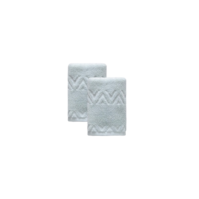 Ozan Premium Home 100% Turkish Cotton Sovrano Collection Luxury Hand Towels (Set of 2) - Light Aqua