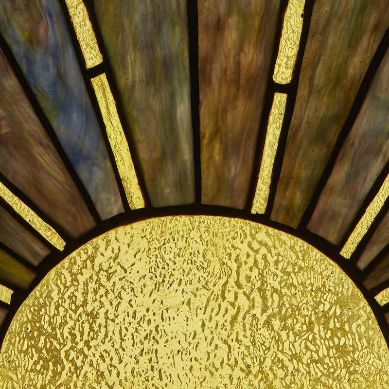 Sunrise/Sunset River of Goods Multicolored Stained Glass Window Panel - 14" x 0.25" x 8"