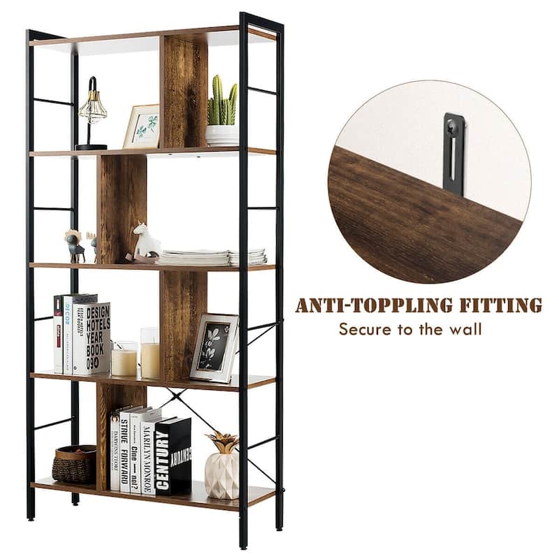 4-Tier Industrial Bookshelf Floor Standing Storage Rack Large Storage - 29" x 12" x 61" (L x W x H)