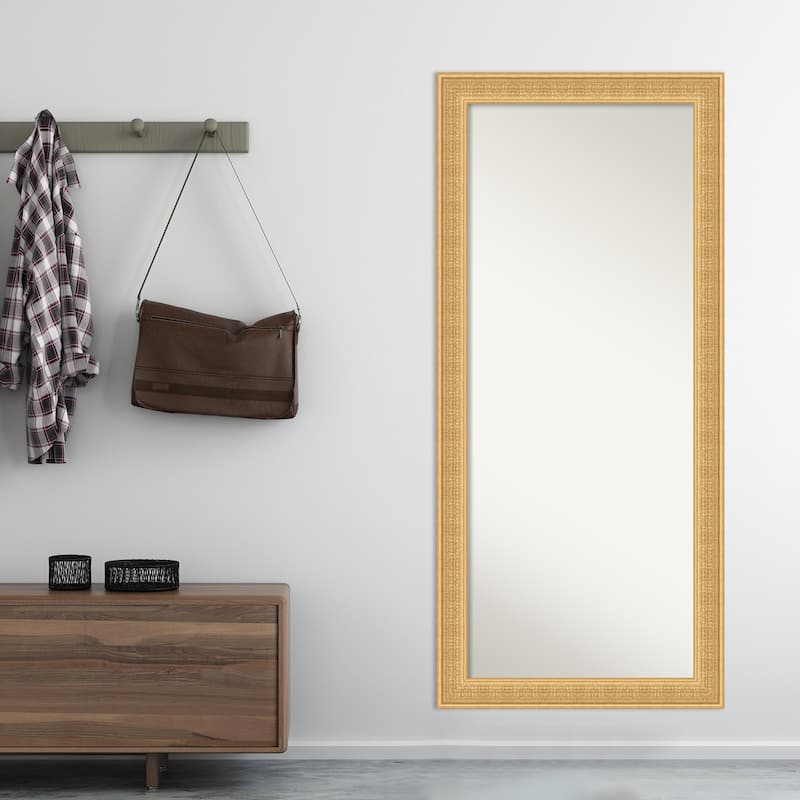 Trellis Non-Beveled Wood Framed Full-Length Floor Leaner Mirror - Trellis Gold - Glass Size 24x60