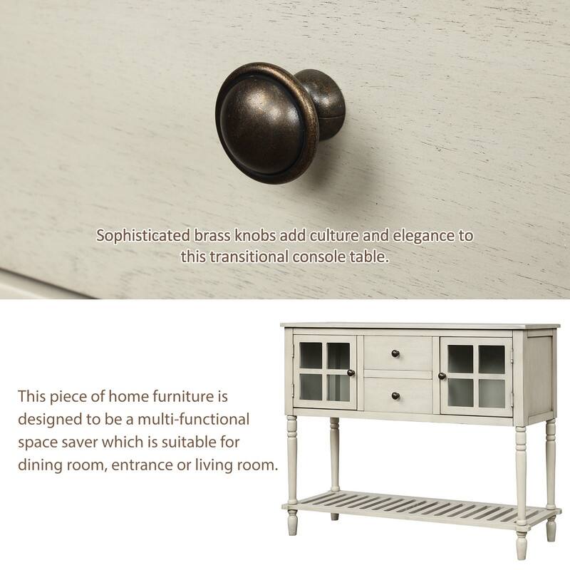 Farmhouse Sideboard with Glass Cabinets & Drawers - Rustic Console Table for Dining Room & Living Room