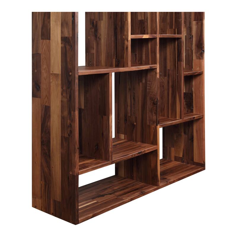 HomeRoots 86" Brown And Natural Solid Wood and Wood Ten Tier Bookcase