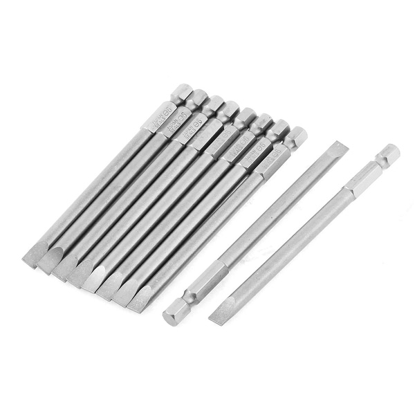 Unique Bargains 100mm Length 1/4" Hex Shank 6mm Magnetic Slotted Electric Screwdriver Bit 10 Pcs