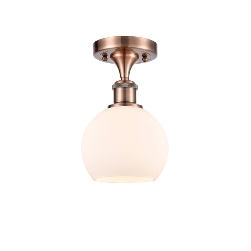 Innovations Lighting Athens - 1 Light 6" Semi-Flush Mount - Antique Copper/Matte White