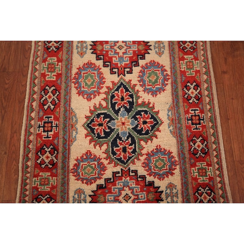 Geometric Kazak Oriental Foyer Rug Handmade Traditional Wool Carpet - 2'0" x 3'0"