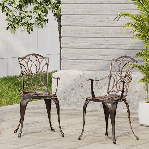 Tucson Cast Aluminum Outdoor Dining Chairs by Christopher Knight Home