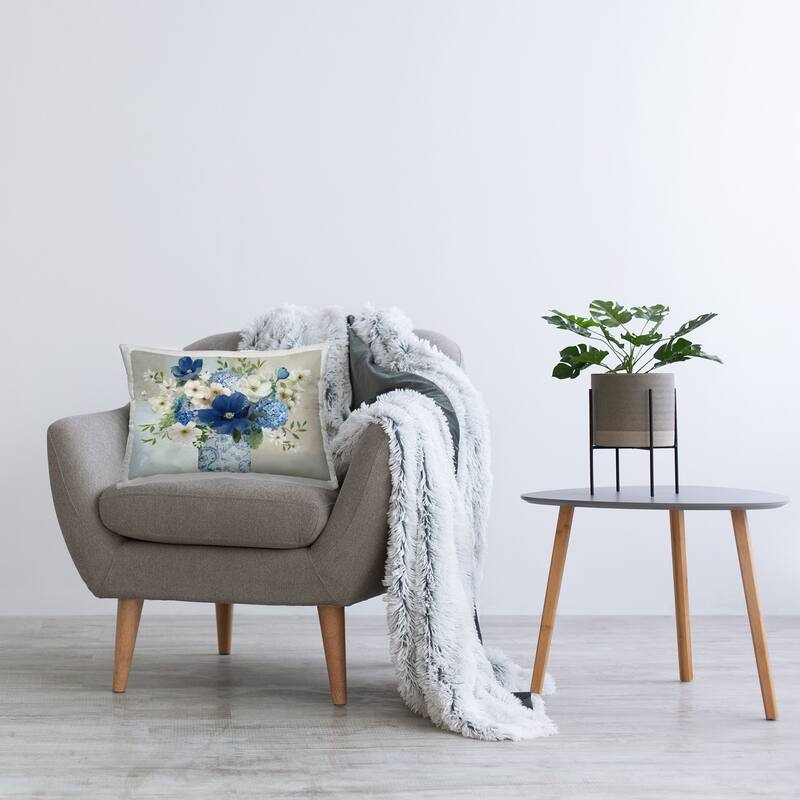 Stupell Bouquet in Elegant Patterned Vase Decorative Printed Throw Pillow Design by Nan