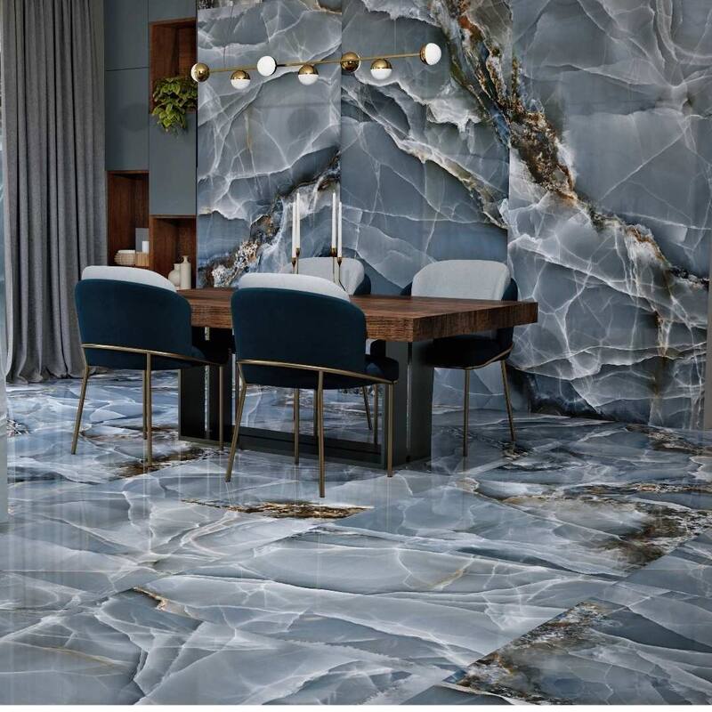 Riptide 24x48 Glossy Porcelain Tile - Floor & Wall - Large Format - Blue - Case of 2 (15.5 Sq. ft.)