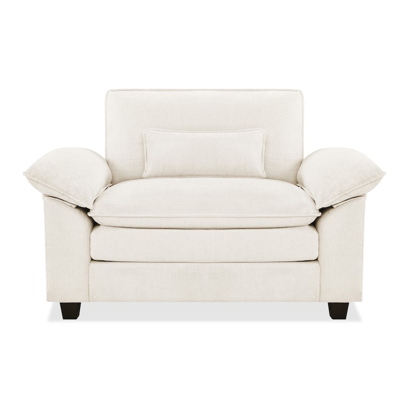 Living Room Upholstered Accent Chair,Modern Reading Chair With Arms Pillows - 52"W X 54.6"D X 34.6"H