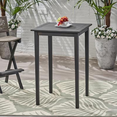 Outdoor Minimalist Wood Square Bar Table - Dark Gray