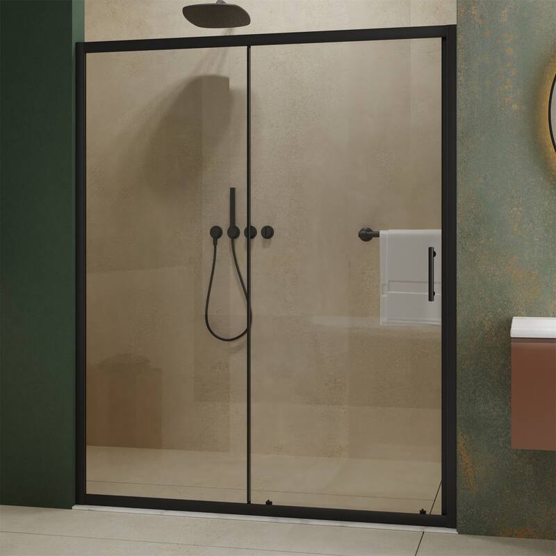 Tempered Glass Single Sliding Shower Door with 1/5" Thick and Handle