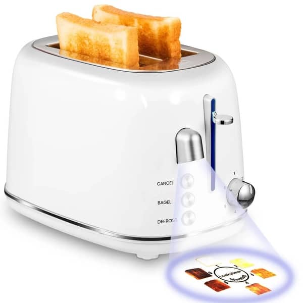 Toaster 2 Slice, Projection Stainless Steel Toasters with Bagel Bed