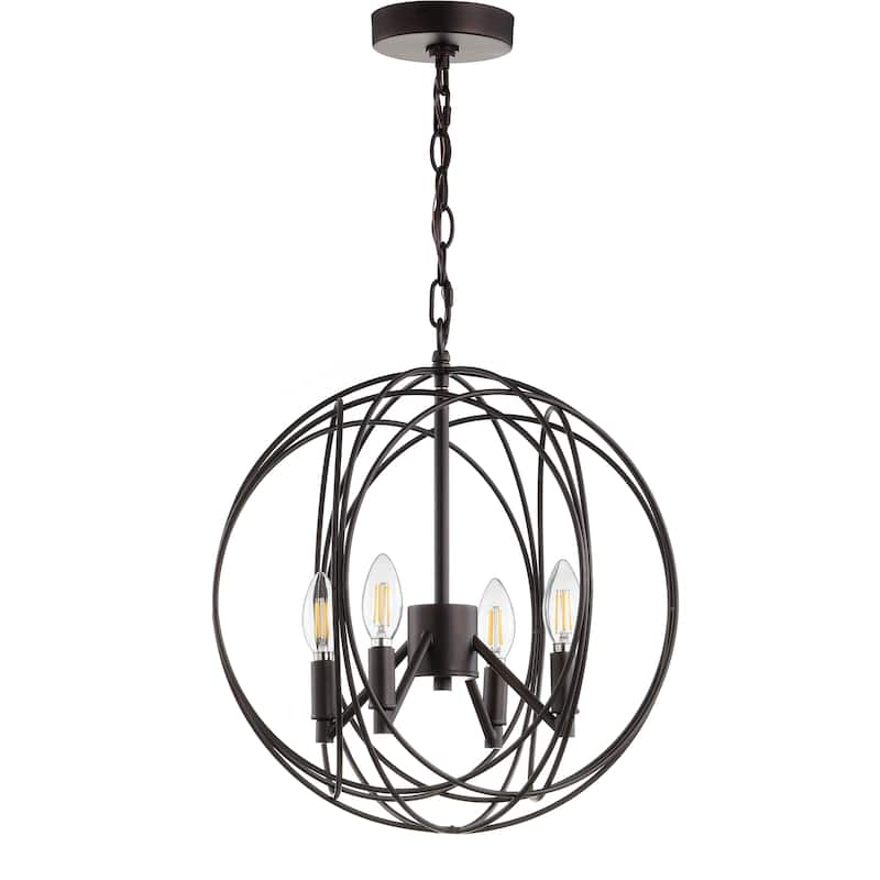 SAFAVIEH Lighting Laszlone Adjustable 4-Light Led Brass Pendant - 15.8"x15.8"x21-93" - Dark Grey - 16Wx16Dx93H