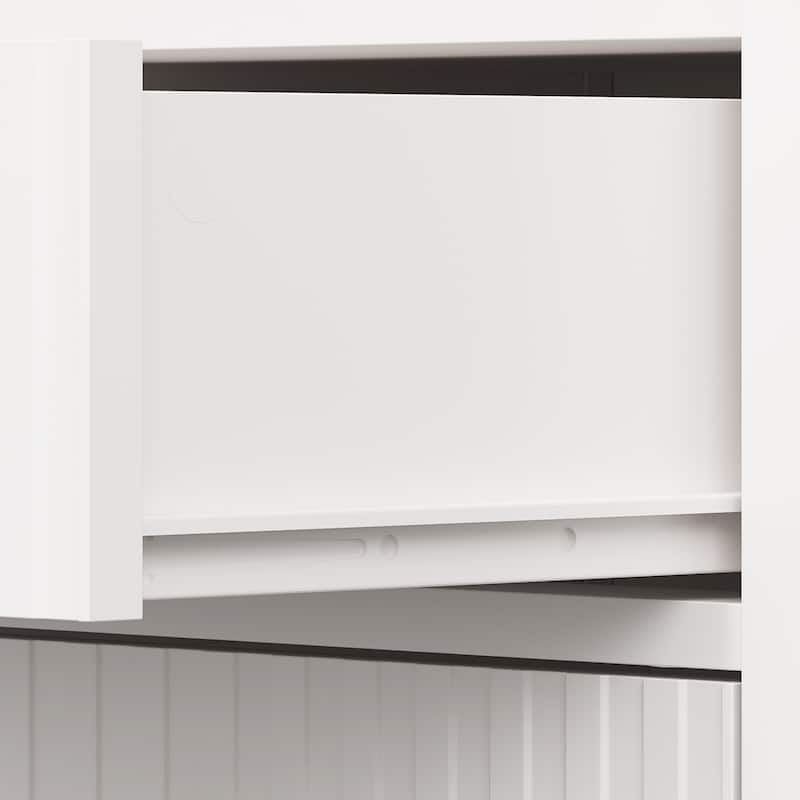 Fluted Nightstand with 2 Drawers, Set of 2