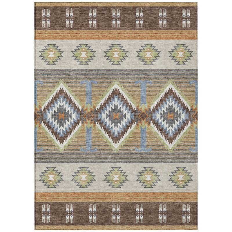 Machine Washable Indoor/ Outdoor Global Chennai Chantille Rug