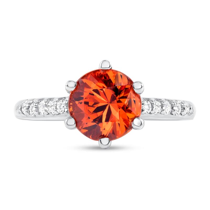 3.02 ct Spessartite Garnet and Diamond Ring in 14k White Gold