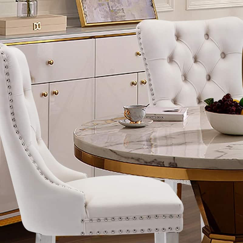 Tufted Naliheads Solid Wood Upholstered Dining Chairs (Set of 2)