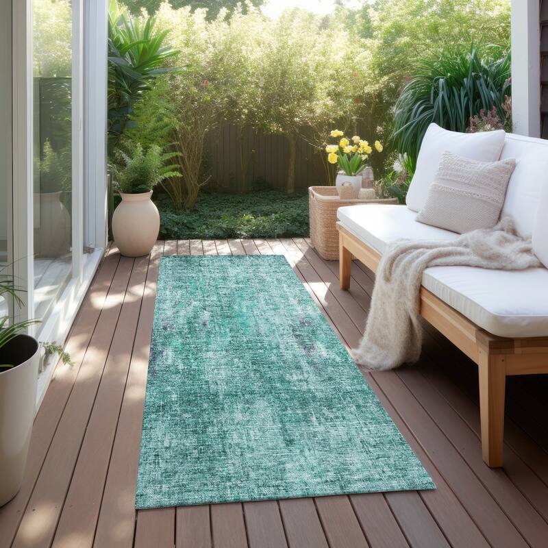 Machine Washable Indoor/ Outdoor Chantille Solid Ombre Rug