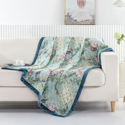 Greenland Home Fashions Pavona Quilted Throw Blanket with Velvet Borders
